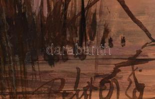 Péntek Éva (-): Aranyhíd. Olaj, farost, jelzett, fakeretben, 40×60 cm