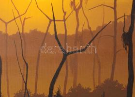 M. Molnár István (1953-2009): Esti köd. Olaj, farost, jelzett, fakeretben, 43×32 cm