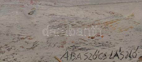 Aba Szőcs László (1944-2018): Szentendre, főtér. Olaj, vászon, faroston. Jelezve jobbra lent. Fakere...