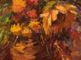 Kovács József (1948-): Csendélet. Olaj, farost, jelzett, dekoratív fakeretben, 34x24 cm