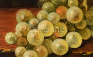 Madarász Gábor (1964-): Szőlős csendélet. Olaj, farost. Jelzett. Dekoratív fakeretben. 20x30 cm