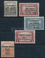 Nyugat-Magyarország 1921 5 klf bélyeg, az egyik hármaslyukasztással, Bodor vizsgálójellel
