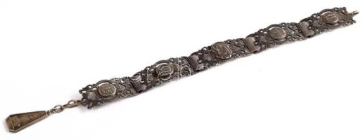 Ezüst (Ag) karkötő, orosz épületek ábrázolásával, jelzés nélkül, h: 20 cm, nettó 24g