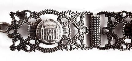 Ezüst (Ag) karkötő, orosz épületek ábrázolásával, jelzés nélkül, h: 20 cm, nettó 24g