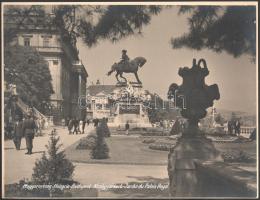 ca 1930 Budapest Királyi várkert, turisztikai fotó, eredeti nagyítás, eredeti kézi feliratozással 30x23 cm