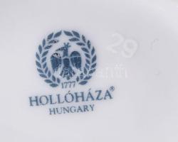 Hollóházi 4 darab dísztárgy, bonbonier, filtertartó, gyűszű. Jelzett, rózsa fogón kis pattogzással