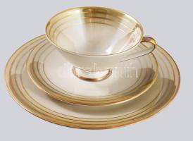 Scherzer mid-century egyszemélyes reggeliző készlet, csésze alátéttel és desszertes tányér. Jelzett, hibátlan, d: 19,5 cm