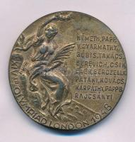1948. "XIV. nyári Olimpiai Játékok London" aranyozott Zn emlékérem a magyar résztvevők névsorával (40mm) T:XF,VF kopott aranyozás