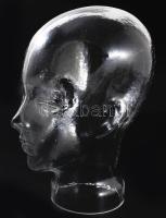 Antik üveg próbababa fej. Formába fújt kézzel készült hutaüveg, hibátlan, m: 27,5 cm