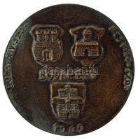 Solymári Valkó László (1909-1984) 1966. "Az Invalidus ház alapkőletételének 250 éves évfordulójára - Budapest Városi Tanács Épülete 1716-1966 / Buda XIV. szd. - Pest XV. szd. - Budapest 1965" kétoldalas, öntött bronz plakett (90mm) T:AU,XF patina