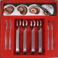 Német 4 személyes csigaevő készlet, használatlan, kissé sérült dobozában.