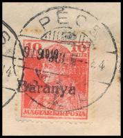 1919 Ajánlott cenzúrázott levél 7 db Baranya bélyeggel, a Károly 10f antikva számokkal! "PÉCS&q...