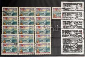 1968 Balaton sor 5 klf értéke lemezhibáinak és nyomdahibáinak tanulmánya, kb. 300 db bélyeg + bélyegfüzet 35 stecklapon