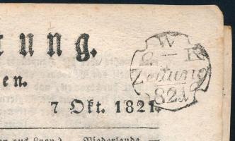1821-1828 Allgemeine Zeitung c. német nyelvű hírlap 2 db száma, szignettával