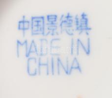 Kínai 6 személyes rizsszemes leveses tál készlet kanalakkal, jelzett, hibátlan