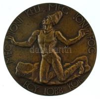 Beck Ö. Fülöp (1873-1945) 1921. "Még jőni kell, még jőni fog egy jobb kor / Lesz még egyszer ünnep a világon" bronz, kétoldalas, vert emlékérem, Éremkedvelők Egyesületének tagsági érme, peremén "ÉKE 1921", sorszámozott, "77"-es sorszámmal (60mm) T:AU, patina