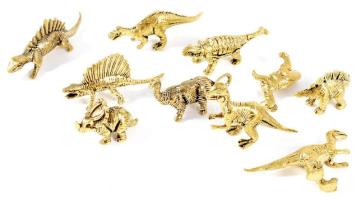 10 darab réz dinoszaurusz figura, hibátlan, h: 6 cm alatt