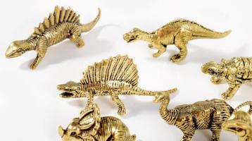 10 darab réz dinoszaurusz figura, hibátlan, h: 6 cm alatt