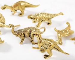 10 darab réz dinoszaurusz figura, hibátlan, h: 6 cm alatt