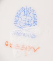 Herendi indiai kosár zöld mintás bonbonier, jelzett, hibátlan, d: 7,5 cm