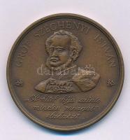 1986 k. "Gróf Széchenyi István - 'A hitel híja szinte minden mozgást elakaszt' / MHB (Magyar Hitel Bank Rt. - Alapítva 1986. december 11." bronz emlékérem (42,5mm) T:AU