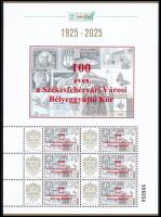 2025 100 éves a Székesfehérvári Városi Bélyeggyűjtő Kör megszemélyesített hatos kisív dísztokban