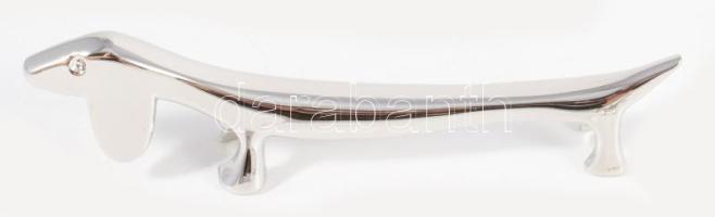 Stilizált tacskó figurás fém késtámasz szett, 6 darab, h: 9 cm