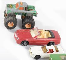 5 darab játékautó, kopással, h:10 cm alatt