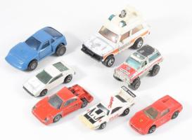 7 darab játékautó, kopással, h: 10 cm alatt