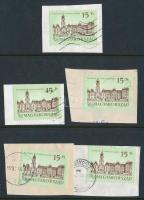 1992 Kastélyok VI. 5 db bélyeg festékkel tömött tetőrészlet tévnyomattal (15.000)