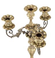 Gazdagon díszített ezüstözött négyágú gyertyatartó pár, m: 42 cm