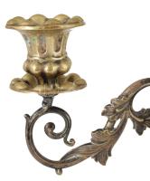 Gazdagon díszített ezüstözött négyágú gyertyatartó pár, m: 42 cm