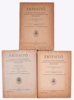 1943-1944 Értesítő az Erdélyi Múzeum-Egyesület Orvostudományi Szakosztályának munkájáról. 52., 53., 57. köt. (3 db). Szerk.: Berde Károly, Krompecher István. Kolozsvár, 1943-1944, Erdélyi Múzeum-Egyesület Orvostudományi Szakosztálya. Kiadói papírkötés, változó állapotban.