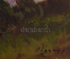 Olgyay Ferenc (1872-1939): Virágzó park. Olaj, vászon, jelezve jobbra lent. Hátoldalán régi MNG kivi...