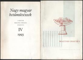 Nagy magyar betűművészek. A Magyar Bibliofil Társaság évkönyve IV. 1993. Szerk.: Szántó Tibor et al. Bp., 1993, Magyar Bibliofil Társaság, 84+(4) p. Kiadói papírkötés. Megjelent 1200 példányban. + 1960 Magyar Grafika IV. évf. 4. sz. Szerk.: Szántó Tibor, Stáhl Endre. Kiadói papírkötés, kissé koszos borítóval. Megjelent 1440 példányban.