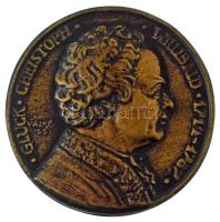 Solymári Valkó László (1909-1984) 1955. "Gluck Christoph Willibaid 1714-1787." egyoldalas, vert, bronz plakett (86mm) T:XF patina