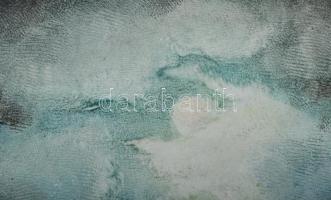 Olvashatatlan jelzéssel: Vitorlás viharban. Olaj, farost. Dekoratív, kissé kopott fakeretben, 15x10 ...