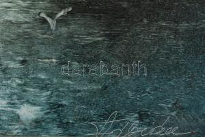 Olvashatatlan jelzéssel: Vitorlások holdfényben. Olaj, farost. Dekoratív, kissé kopott fakeretben, 1...