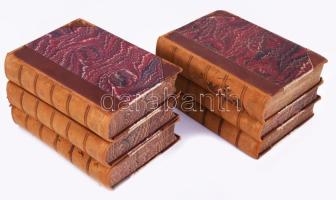 Friedrich Schiller munkái, 12 kötet (6 kötetbe kötve): Schillers Sämmtliche Werke in zwölf Bänden. 1-12. Band. [Teljes!] Stuttgart, 1887, J. G. Cotta'schen Buchhandlung. Német nyelven. Félbőr-kötésben, változó állapotban, kissé sérült gerincekkel, ex libris-szekkel, helyenként kijáró lapokkal.