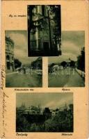 Ipolyság, Sahy; Evangélikus templom, Felszabadulás útja, Újváros, Hídrészlet. Pivarcs Anna kiadása / Lutheran church, street, bridge (EK)