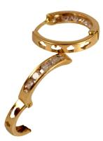 Arany (Au) 14K fülbevaló pár, köves ékítéssel, jelzett, d: 1,1 cm, bruttó: 1 g