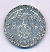 Német Harmadik Birodalom 1937E 2M Ag "Hindenburg" T:XF
German Third Reich 1937E 2 Mark Ag...