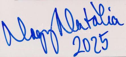 Nagy Natália és Nemere István író közös fotója, Nagy Natália humorista dedikálásával 10x15 cm