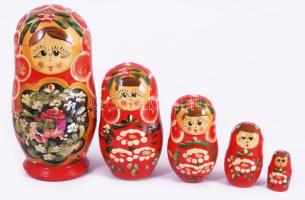 Matrjoska baba, kézzel festett fa. több részes 16 cm