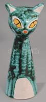Kertész Klára kerámia macska, jelzett, hibátlan, zsűri címkével, 22 cm