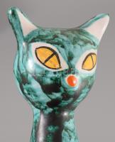 Kertész Klára kerámia macska, jelzett, hibátlan, zsűri címkével, 22 cm