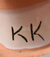 Kertész Klára kerámia macska, jelzett, hibátlan, zsűri címkével, 22 cm