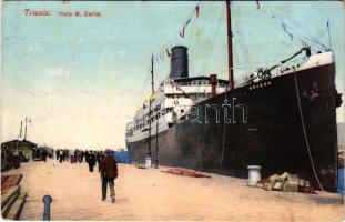 Trieste, Trieszt; Molo S. Carlo. Milan Mandich / móló, kikötő, gőzhajó / port, steamship (fl)