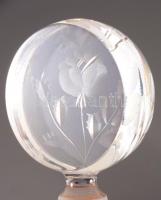 Parfümös üveg, lila kristály, metszett, hibátlan 16 cm