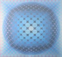 Vasarely Victor (1908-1997): P 1208 "REMEK" (Op-art kompozíció). Ofszet, papír, jelzett a ...